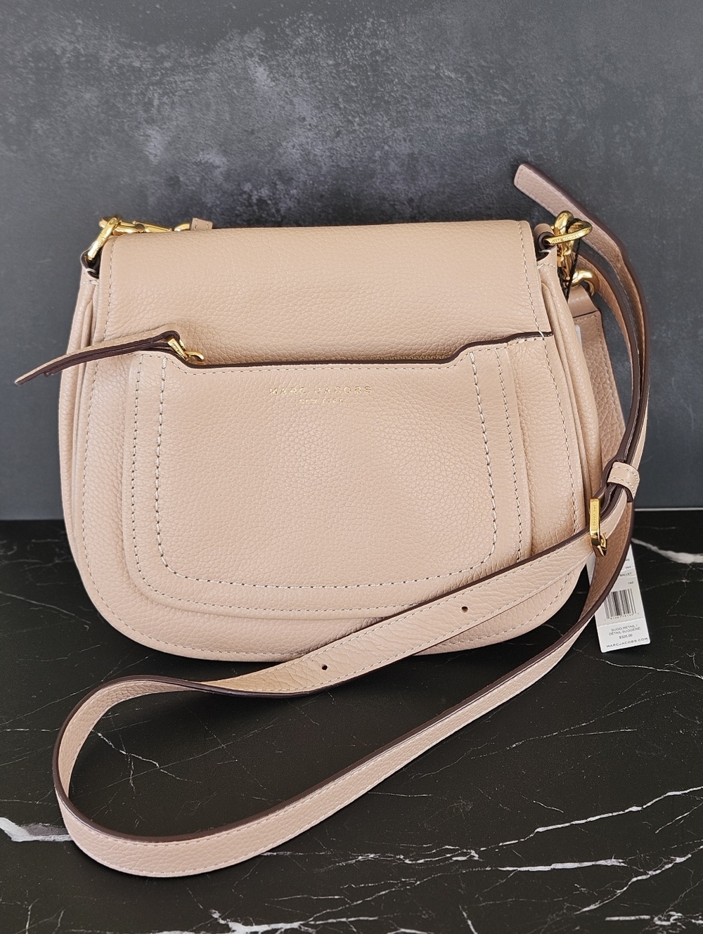 Marc Jacobs Pebbled Leather Saddle Crossbody Bag - Blush Pink